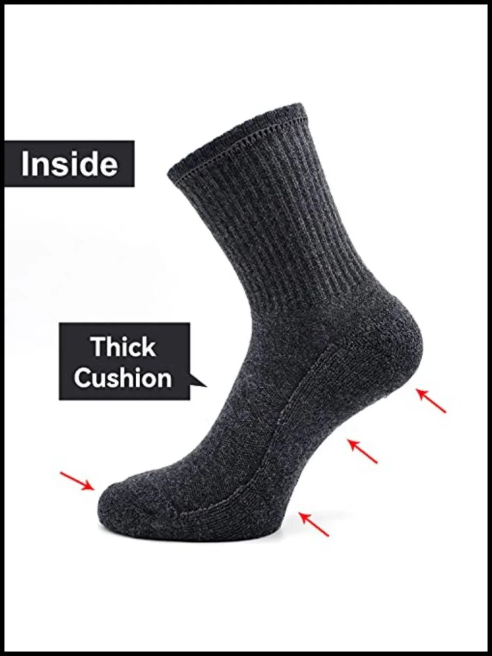 Merino Wool Blend Crew Hiking Socks 4 Pack Cushioned Athletic Socks for Men